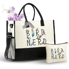 InnoBeta Bird Watching Gifts for Bird Lovers Women Canvas Tote Bag on Christmas or Birthday, Tote with Top Zipper Closure and Shoulder Strap in Saudi Arabia