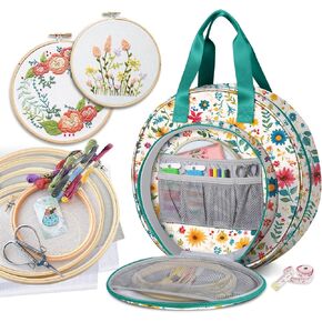 حقيبة مشروع FINPAC للتطريز ، تخزين الحمل الحمل مع جيوب متعددة للخيط ، الأطواق ، الخيط ، مجموعة أدوات غرزة [حقيبة فقط] in Kuwait