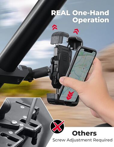 KEMIMOTO UTV Phone Mount, Anti-Vibration Dampener 4pcs Solid Cast-Aluminum Mount One-Hand Operation Secure Lock 360° Adjustable UTV Phone Holder, Fit 1.5"-2" Roll Cage 4.7"-7" Cellphone in Saudi Arabia