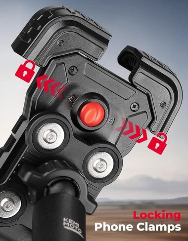 KEMIMOTO UTV Phone Mount, Anti-Vibration Dampener 4pcs Solid Cast-Aluminum Mount One-Hand Operation Secure Lock 360° Adjustable UTV Phone Holder, Fit 1.5"-2" Roll Cage 4.7"-7" Cellphone in Saudi Arabia