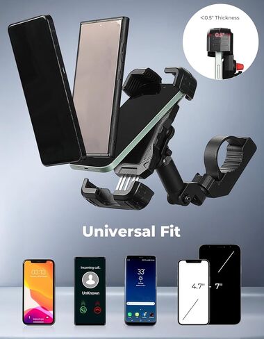KEMIMOTO UTV Phone Mount, Anti-Vibration Dampener 4pcs Solid Cast-Aluminum Mount One-Hand Operation Secure Lock 360° Adjustable UTV Phone Holder, Fit 1.5"-2" Roll Cage 4.7"-7" Cellphone in Saudi Arabia