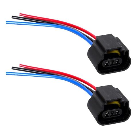 leechio 2pcs H13 موصلات تسخير المقبس الإناث ، مقاومة للماء 9008 الأسلاك توصيل ضوء الإشارة ، لاستبدال موصل ضوء الضباب H13/9008 (أسود) in Kuwait