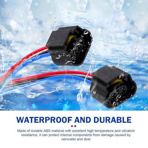 leechio 2pcs H13 موصلات تسخير المقبس الإناث ، مقاومة للماء 9008 الأسلاك توصيل ضوء الإشارة ، لاستبدال موصل ضوء الضباب H13/9008 (أسود) in Kuwait