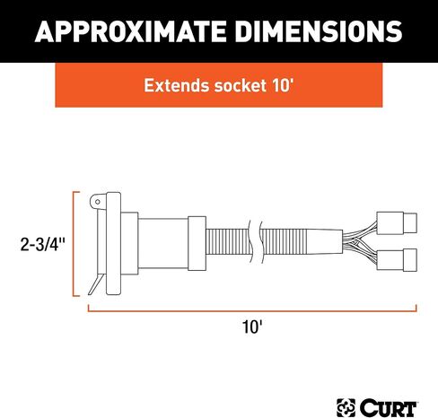 CURT 56001 10-Foot Vehicle-Side Truck Bed 7-Pin Trailer Wiring Harness Extension, Select Dodge Ram 1500, 2500, 3500, Dakota in Saudi Arabia