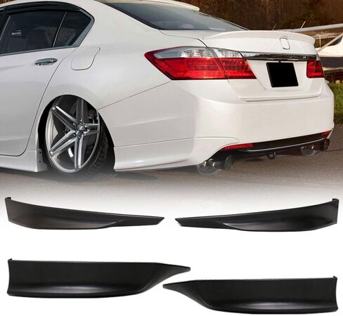 Front + Rear Bumper Lip Compatible with 2013-2015 Honda Accord 4Dr Sedan HFP Style Unpainted Black Rear Diffuser Spoiler Splitter by IKON MOTORSPORTS, 2014 in Saudi Arabia