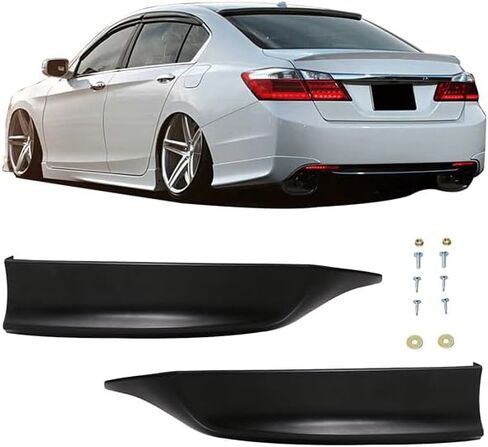 Front + Rear Bumper Lip Compatible with 2013-2015 Honda Accord 4Dr Sedan HFP Style Unpainted Black Rear Diffuser Spoiler Splitter by IKON MOTORSPORTS, 2014 in Saudi Arabia