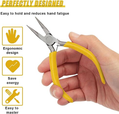 Mini Needle Nose Plier ، كماشة الدقة المعدنية مع مقبض قبضة الراحة ، وملحقات السيارات العالمية للأسلاك الانحناء ، وصياغة الصياغة ، وصنع المجوهرات ، وجسم صغير (أنف الإبرة) in Kuwait