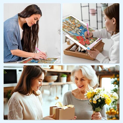 MISCER Chickens Diamond Art Kits for Adults, Rooster Diamond Painting Kits for Beginners, 5D Full Drill Round Paint with Diamonds Pictures, Gem Art Painting DIY Crafts Kit Decor 12x16inch in Kuwait