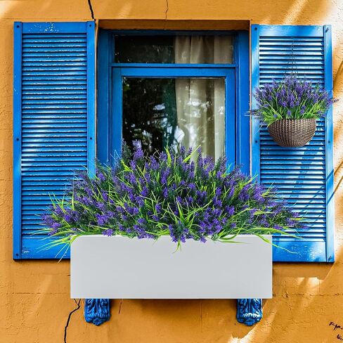 24 Bundles Artificial Flowers for Outdoors, Faux Flowers for Outdoor Planters, Outdoor Faux Plants, UV Resistant Lavender for Garden, Patio, Porch, Window Box, Hanging Planter, Home Decor in Kuwait