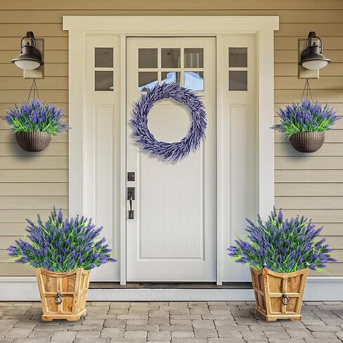 24 Bundles Artificial Flowers for Outdoors, Faux Flowers for Outdoor Planters, Outdoor Faux Plants, UV Resistant Lavender for Garden, Patio, Porch, Window Box, Hanging Planter, Home Decor in Kuwait