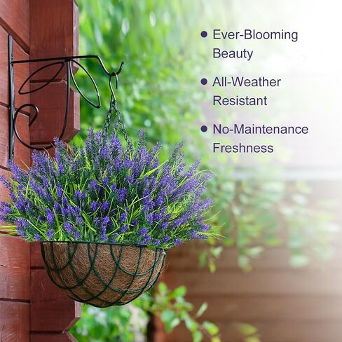 24 Bundles Artificial Flowers for Outdoors, Faux Flowers for Outdoor Planters, Outdoor Faux Plants, UV Resistant Lavender for Garden, Patio, Porch, Window Box, Hanging Planter, Home Decor in Kuwait