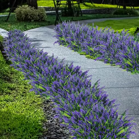 24 Bundles Artificial Flowers for Outdoors, Faux Flowers for Outdoor Planters, Outdoor Faux Plants, UV Resistant Lavender for Garden, Patio, Porch, Window Box, Hanging Planter, Home Decor in Kuwait