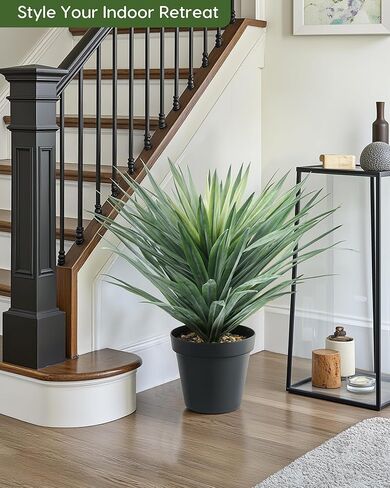 نبات فيلنر الاصطناعي في وعاء أسود مع الحصى الحجرية الحقيقية ، نبات الصبار المزيف الكبير للالتزام الداخلي والخارجي طوله 27 بوصات ، 126 ورقة in Kuwait