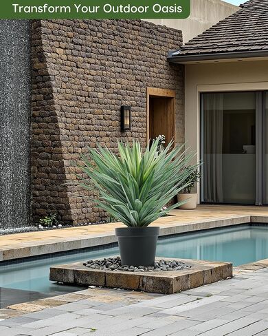 نبات فيلنر الاصطناعي في وعاء أسود مع الحصى الحجرية الحقيقية ، نبات الصبار المزيف الكبير للالتزام الداخلي والخارجي طوله 27 بوصات ، 126 ورقة in Kuwait