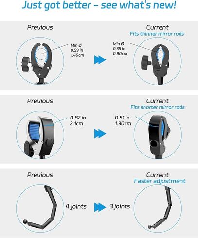 Upgrade Rear View Mirror Phone Holder Mount for Car, Aluminum Multi-Directional metal arms and 360-degree Rotatable Retractable, Essentials Accessories Compatible with iphone android - silvery white in Kuwait