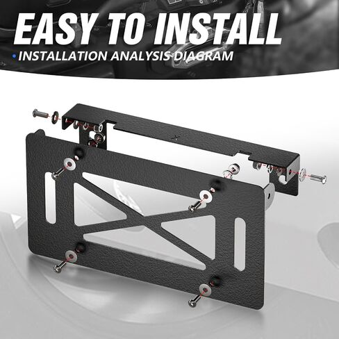 Universal Flip-Up Winch Mounting License Plate Frame Compatible with 10" Hawse Fairlead, Front License Holder Bracket Relocation, Bumper Winch Mount Roller, Fits Most Off-Road Cars Trucks SUVs in Saudi Arabia