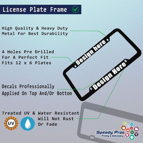 Speedy Pros Funny License Plate Frame Custom Personalized Text Zinc Cute Car Accessories License Plate Holder Black 4 Holes 1 Frame in Saudi Arabia