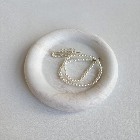 Marble Stone Doughnut Coaster Round Small 7'' Tray Catchall Trinket Plate Jewelry Storage (Rainbow Rose) in Kuwait