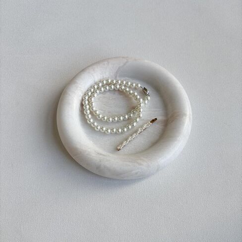 Marble Stone Doughnut Coaster Round Small 7'' Tray Catchall Trinket Plate Jewelry Storage (Rainbow Rose) in Kuwait