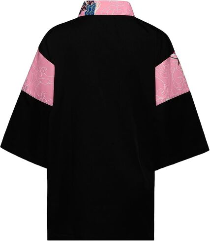 Japanese Sushi Restaurant Chef Coat Uniforms, 3/4 Sleeve Kimono Floral Workwear Jacket with Dragon Black Headband in Saudi Arabia