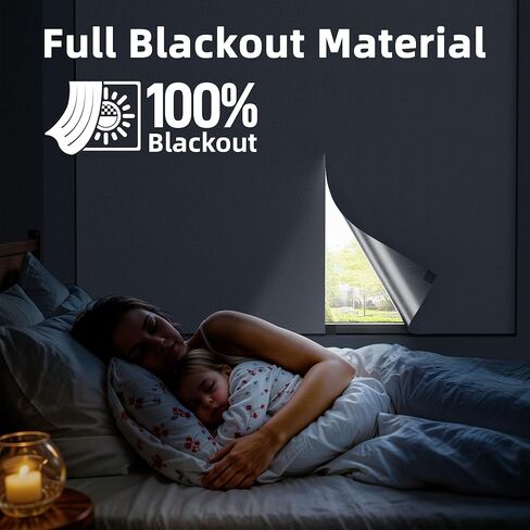 Magnetic Blackout Window Cover, 45" x 58" Portable Blackout Curtains for Bedroom, No Drill Window Shades & Black Out Blinds, Temporary Black Out Shades for Window Film Nursery Travel RV - White in Kuwait