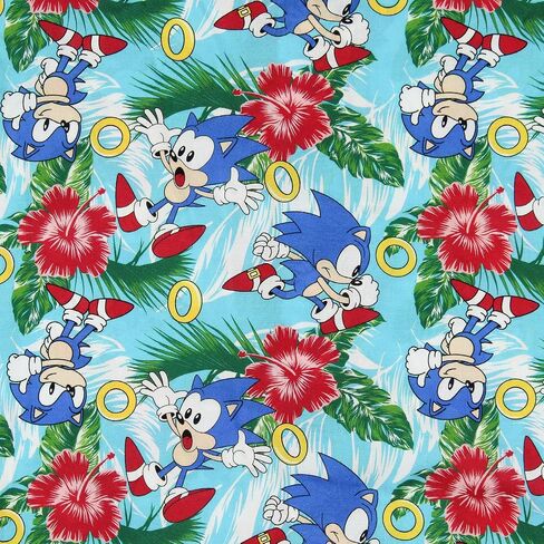 Sonic The Hedgehog Men's Hawaiian Floral Character Design Button-Up Woven Shirt in Saudi Arabia