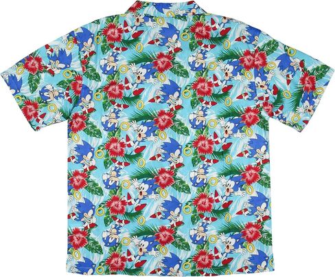Sonic The Hedgehog Men's Hawaiian Floral Character Design Button-Up Woven Shirt in Saudi Arabia