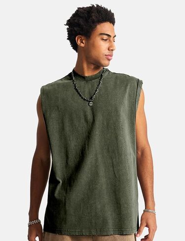 yimoon mens cotton cotton incluot tops accless acid wash tshirts قطعت قمصان العضلات in Kuwait