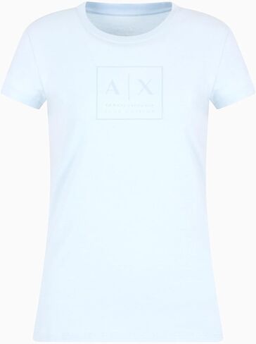 Armani Exchange Women's Limited Blue Edition Crewneck Slim Fit Box Logo Tee in Saudi Arabia