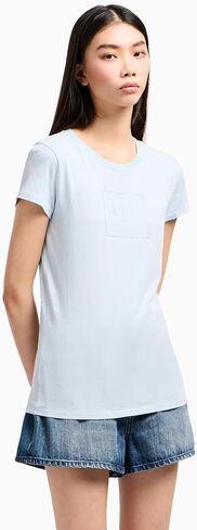 Armani Exchange Women's Limited Blue Edition Crewneck Slim Fit Box Logo Tee in Saudi Arabia