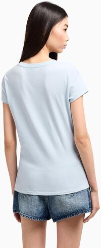 Armani Exchange Women's Limited Blue Edition Crewneck Slim Fit Box Logo Tee in Saudi Arabia