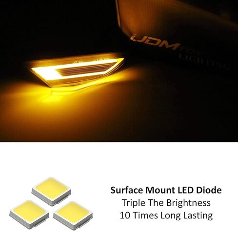 iJDMTOY GT RS Style Raised 3D Smoked Lens Amber Full LED Front Side Marker Light Kit, Compatible With Porsche 911 (991), 718 Cayman and Boxster, Replace OEM Amber or Clear Sidemarkers in Saudi Arabia
