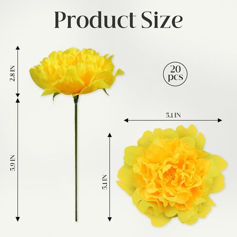 20pcs 5 "زهور الزهور الاصطناعية ، الفاوانيا الحريرية مع 6" السيقان ، والزهور المناسبة لباقات الزفاف ، ديكور الحفلات (القهوة) in Kuwait