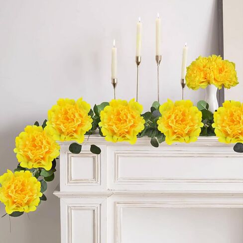 20pcs 5 "زهور الزهور الاصطناعية ، الفاوانيا الحريرية مع 6" السيقان ، والزهور المناسبة لباقات الزفاف ، ديكور الحفلات (القهوة) in Kuwait