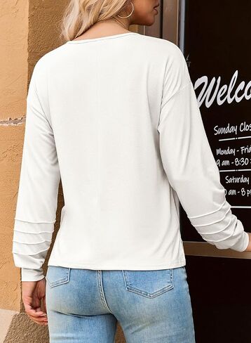 Dokotoo Womens Tops 2025 Fashion Long Sleeve Shirts Loose Cute Crewneck Basic Business Tees Blouses in Saudi Arabia