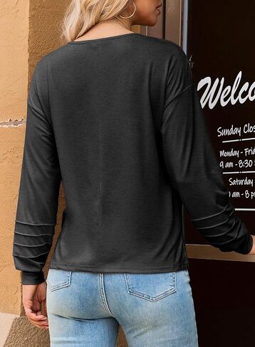 Dokotoo Womens Tops 2025 Fashion Long Sleeve Shirts Loose Cute Crewneck Basic Business Tees Blouses in Saudi Arabia