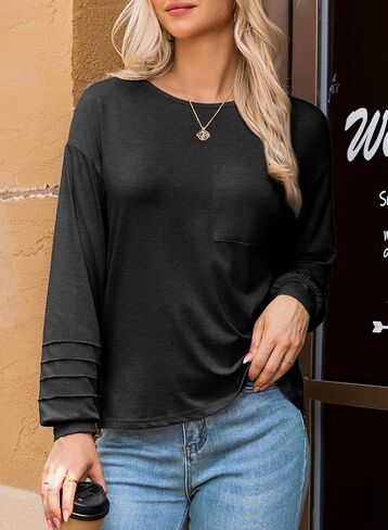 Dokotoo Womens Tops 2025 Fashion Long Sleeve Shirts Loose Cute Crewneck Basic Business Tees Blouses in Saudi Arabia