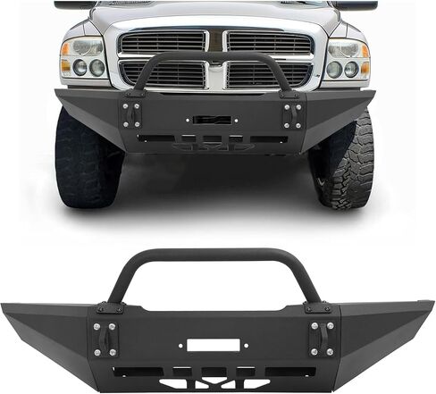 مجموعة الوفير الأمامية Kuafu متوافقة مع 1994-2002 Dodge Ram 1500 W/Winch Plate & Trailer Tow Ring Beh Beal Powder مسحوق سوداء 2pcs 3pcs in Saudi Arabia
