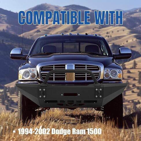 مجموعة الوفير الأمامية Kuafu متوافقة مع 1994-2002 Dodge Ram 1500 W/Winch Plate & Trailer Tow Ring Beh Beal Powder مسحوق سوداء 2pcs 3pcs in Saudi Arabia