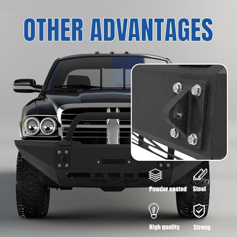 مجموعة الوفير الأمامية Kuafu متوافقة مع 1994-2002 Dodge Ram 1500 W/Winch Plate & Trailer Tow Ring Beh Beal Powder مسحوق سوداء 2pcs 3pcs in Saudi Arabia