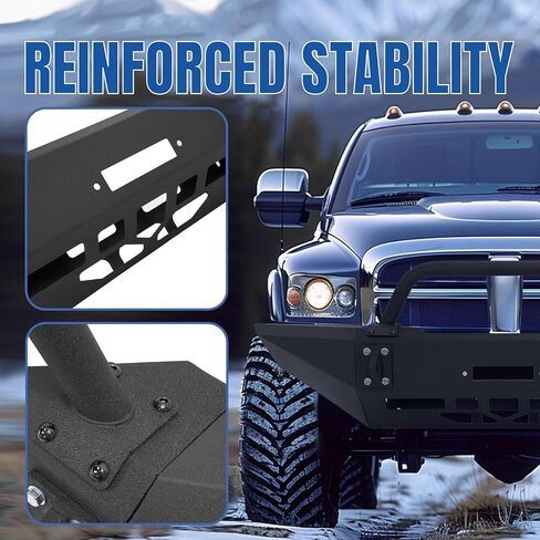مجموعة الوفير الأمامية Kuafu متوافقة مع 1994-2002 Dodge Ram 1500 W/Winch Plate & Trailer Tow Ring Beh Beal Powder مسحوق سوداء 2pcs 3pcs in Saudi Arabia