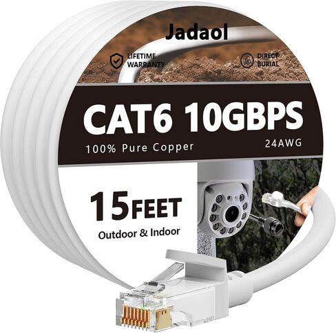 CAT 6 Outdoor Ethernet Cable 75 FT ، Support Cat8 Cat7 شبكة ، 10 جيجابت في الثانية 24Awg النحاس النقي ، كابل Cat6 ، كابل 6 ، كابل الإنترنت ، كابل الشبكة ، كابل RJ45 ، كابل التصحيح ، كابل LAN للألعاب in Kuwait