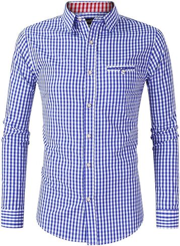 Glororystar Men's Button Down Dress Dress Tirts Slim Fit Plaid Shirt لمرض أكتوبر البافاريان الألماني و Lederhosen in Kuwait