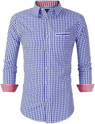 Glororystar Men's Button Down Dress Dress Tirts Slim Fit Plaid Shirt لمرض أكتوبر البافاريان الألماني و Lederhosen in Kuwait