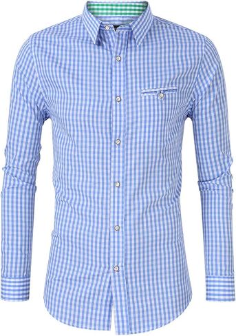Glororystar Men's Button Down Dress Dress Tirts Slim Fit Plaid Shirt لمرض أكتوبر البافاريان الألماني و Lederhosen in Kuwait
