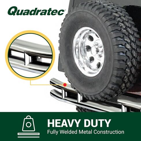 Quadratec QR3 Dual Tube Rear Bumper, Gloss Black - Fits Jeep Wrangler YJ, TJ and Unlimited LJ - Accommodates Spare Tires up to 33" - Mandrel Bent 3" Steel Tube - Powder Coated Finish in Kuwait