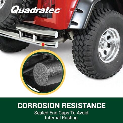 Quadratec QR3 Dual Tube Rear Bumper, Gloss Black - Fits Jeep Wrangler YJ, TJ and Unlimited LJ - Accommodates Spare Tires up to 33" - Mandrel Bent 3" Steel Tube - Powder Coated Finish in Kuwait