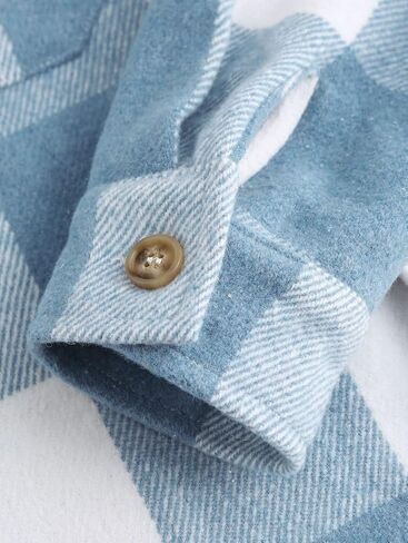 ZAFUL Men's Plaids Shirt Long Sleeve Button Down Lightweight Flannel Jacket Wool Blend Shacket Casual Shirts with Pockets in Saudi Arabia