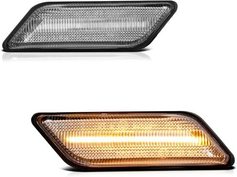 VIPMOTOZ كامل LED شريط الجانبية المصابيح Fender Fender مصابيح وقوف السيارات متوافقة مع 1996-2002 BMW E36 Z3 كوبيه مكشوفة السكن العدسة واضحة الاستبدال المباشر زوج اليسار والزوج in Saudi Arabia
