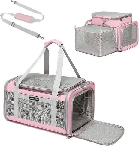 Airline Approved Pet Carrier for Cats and Small Dogs, Breathable and Collapsible Design, Portable Travel Bag for Bearded Dragon, Puppies Animal Hangbag, Rabbit Cage (Pink, Small) in Kuwait